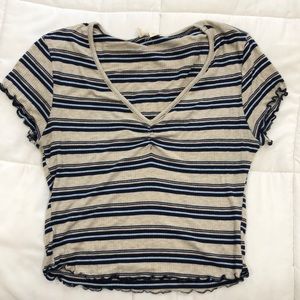 Sky and Sparrow lettuce cut striped tee